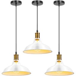 Lot de 3 Suspension Lustre Rétro Design en Métal E27 Lampe Plafonnier Luminaire pour Chambre