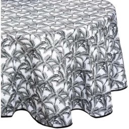 Nappe Anti-tache Imprimé Palmier D 180 - Atmosphera créateur d'intérieur - Gris foncé