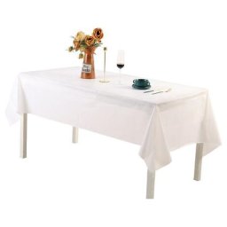Lot de 3 Nappe Rectangulaire Blanche 137274cm, Nappe Blanche en Tissu Lavable, Nappe en Polyester