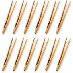 Cmodihi - Lot de 12 pinces en bambou pour toast - Pinces de cuisine en bambou - Ustensile de