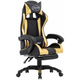 Vidaxl - Fauteuil de jeux vidéo avec repose-pied Doré et noir Similicuir Doré et noir
