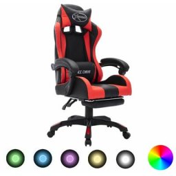 Fauteuil de jeux vidéo avec LED RVB Rouge et noir Similicuir vidaXL - Rouge et noir