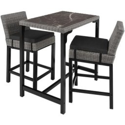 Tectake - Table de bar en rotin Kutina avec 2 chaises Latina - Table de bar, table de bistrot,