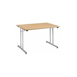 Table multi-usages pliante l 120 x p 80 cm - plateau aluminium - Maxiburo - Chêne