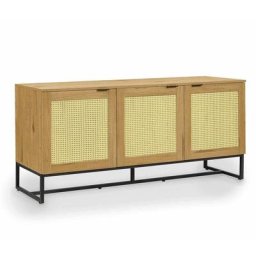 Buffet enfilade scandinave 3 portes en bois métal et cannage tullio - bois clair