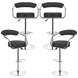 Skecten - Lot de 4 tabourets de bar réglable en hauteur de 85 à 105 cm - noir