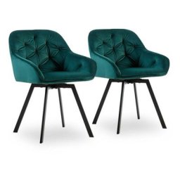 Clipop - Lot de 2 chaises de salle à manger en velours épais rembourré pivotant à 360° avec dossier