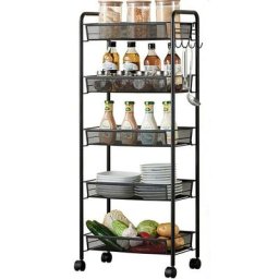 Hofuton Chariots de Service 5 Niveaux Chariot Roulant à Etages Desserte Cuisine avec Maille