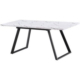 Toga Table de Salle à Manger Extensible Simple, Pieds en Métal Massif et Plateau en Bois, Blanc