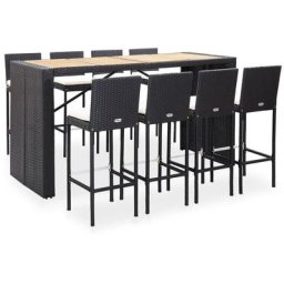 Ensemble Table de bar + 8 Chaises de bar - Table Haute avec 8 Tabourets Résine tressée et bois