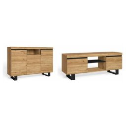 Skraut Home - Set Naturale salle à manger, meuble auxilier, buffet-meuble TV 140cm chêne nordique