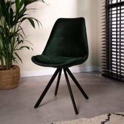 Dimehouse - jace Chaise Salle à Manger Industrielle Vert Foncé Velours - Vert