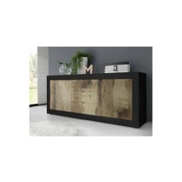 Buffet basic 2 portes 3 tiroirs noir mat/pero 210 cm - Noir