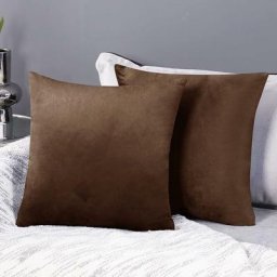Lot de 2 Housse de Coussin en Velours Taie d'oreiller, 55x55 cm, Brun - Brun - Deconovo