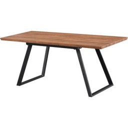 Toga Table de Salle à Manger Extensible Simple, Pieds en Métal Massif et Plateau en Bois, Marron