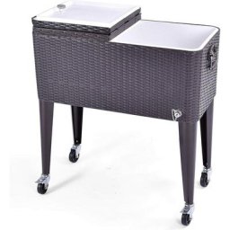 Glacière 76L à roulettes (2 Verrouillables), Chariot Frigorifique Extérieur Garder au Froid 36h,
