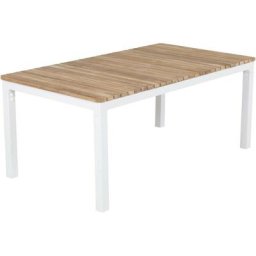 Table basse de jardin en alu et teck Brasilia - Blanc