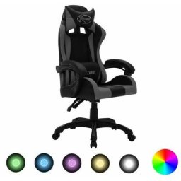Vidaxl - Fauteuil de jeux vidéo avec led rvb Gris et noir Similicuir Gris et noir
