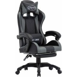 Vidaxl - Fauteuil de jeux vidéo avec repose-pied Gris et noir Similicuir Gris et noir