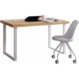 Bureau natural - Table d'étude - Plateau en bois couleur chêne nordique de 54 mm d'épaisseur. Pieds