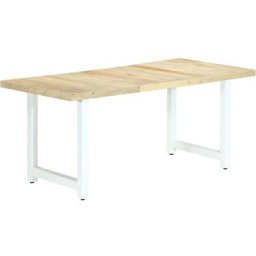 Table de salle à manger 180x90x76 cm Bois de manguier massif Vidaxl Light brown and white