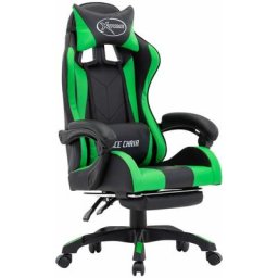 Fauteuil de jeux vidéo avec repose-pied Vert et noir Similicuir vidaXL - vert et noir