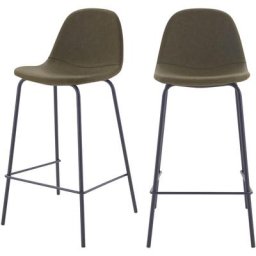 Chaise bar mi-hauteur 65 cm en cuir synthétique (lot de 2) - Henrik - Vert