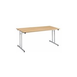 Table multi-usages pliante l 160 x p 80 cm - plateau aluminium - Lot de 3 - Maxiburo - Chêne