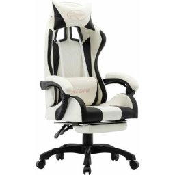 Vidaxl - Fauteuil de jeux vidéo et repose-pied Noir et blanc Similicuir Black and white