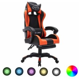 Vidaxl - Fauteuil de jeux vidéo avec led rvb Orange et noir Similicuir Orange et noir