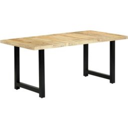 Table de salle à manger 180x90x76 cm Bois de manguier massif Vidaxl Light brown and black