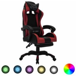 Vidaxl - Fauteuil de jeux vidéo avec led rvb Bordeaux et noir Similicuir Rouge bordeaux et noir