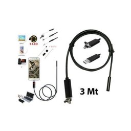 Trade Shop - Caméra Endoscopique 6 Led Flexible Tube Usb 3 Mt Inspection Imperméable -