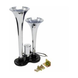 Klaxon Electrique a Double Trompette Kit De Haut-Parleurs a Klaxon a Air Chrome Puissant 150Db 12V