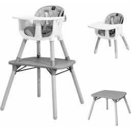 4 en 1 Chaise Haute Bébé Convertible avec Plateau Amovible & Réglable, Chaise de Repos Bébé avec