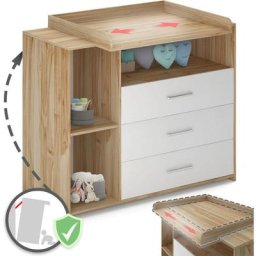 Infantastic - Commode à Langer - avec 3 Tiroirs et 3 Compartiments Ouverts, 113 x 53 x 101,6 cm,