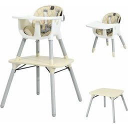 4 en 1 Chaise Haute Bébé Convertible avec Plateau Amovible & Réglable, Chaise de Repos Bébé avec