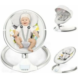Transat Bébé Électrique avec 5 Amplitudes de Vibrations, Balancelle Bébé Électrique pour Bébé 0-6