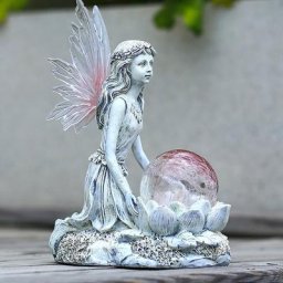 Grande statue de dragon de jardin en deux pièces avec lampe solaire fleur fée extérieur étanche