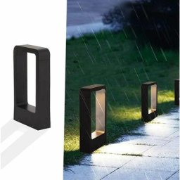 Borne lumineuse prise electrique led 7W 3000k IP65 Terrasse Eclairage Exterieure Jardin Lampe Noir