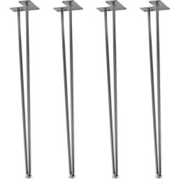 Set de 4 pieds de meuble Hairpin Legs avec deux tiges 10 à 70 cm, noir ou argenté, 70 cm argenté
