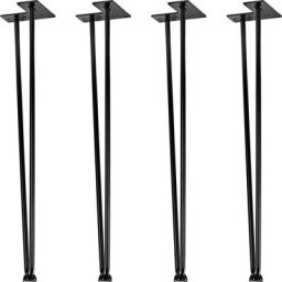 Set de 4 pieds de meuble Hairpin Legs avec deux tiges 10 à 70 cm, noir ou argenté, 60 cm noir