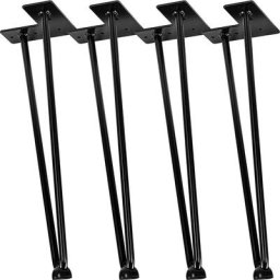Set de 4 pieds de meuble Hairpin Legs avec deux tiges 10 à 70 cm, noir ou argenté, 40 cm noir