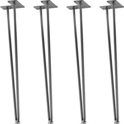 STILISTA Set de 4 pieds de meuble Hairpin Legs avec deux tiges 10 à 70 cm, noir ou argenté, 60 cm