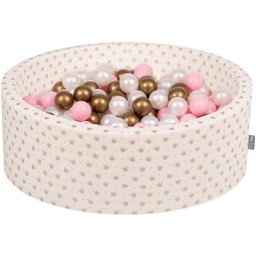 Kiddymoon - 90X30cm/300 Balles ∅ 7Cm Piscine à Balles Pour Bébé Rond Fabriqué En ue, Or-Ecru:Rose