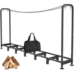 Range Bûche Extérieur Métal 235x31.5x116cm, Porte Bûches Cheminée Métal, Rangement Bois De