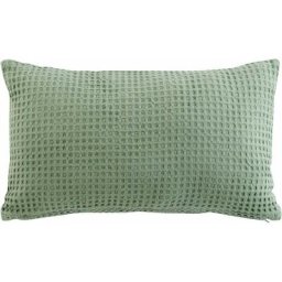 Douceur D'intérieur - Coussin déhoussable en coton effet gaufrette - Kaki - 30 x 50 cm - Livraison