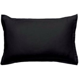 Taie d'oreiller en coton 57 fils unie noir 50x70cm - noir