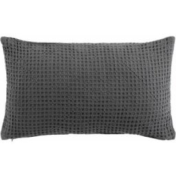 Douceur D'intérieur - Coussin déhoussable en coton effet gaufrette - Gris anthracite - 30 x 50 cm