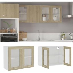 Meuble bas haut de Cuisine - Moderne Armoire en verre suspendue Chêne sonoma 80x31x60 cm Aggloméré